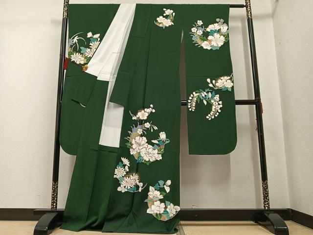 平和屋着物●豪華振袖　草花文　金彩　正絹　逸品　AABG4842ph