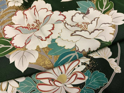 平和屋着物●豪華振袖　草花文　金彩　正絹　逸品　AABG4842ph