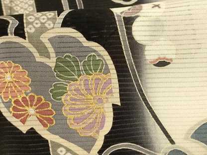 平和屋着物＊夏物 訪問着 絽 蔦の葉文 金糸 正絹 逸品 AABG3977jd