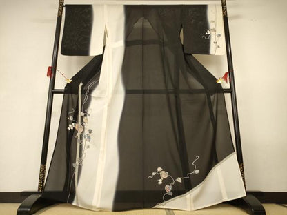 平和屋着物＊夏物 訪問着 絽 蔦の葉文 金糸 正絹 逸品 AABG3977jd
