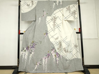 平和屋着物●京友禅作家　北橋源二　訪問着　藤花房　金彩　正絹　逸品　未使用　AABG5288cs
