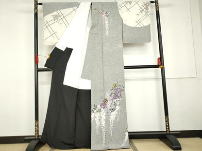 平和屋着物●京友禅作家　北橋源二　訪問着　藤花房　金彩　正絹　逸品　未使用　AABG5288cs