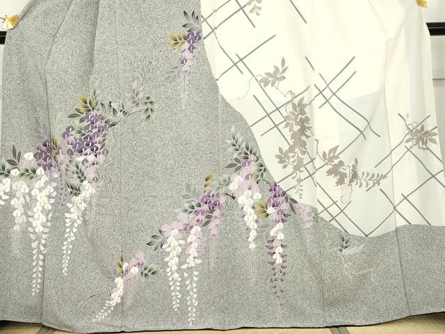 平和屋着物●京友禅作家　北橋源二　訪問着　藤花房　金彩　正絹　逸品　未使用　AABG5288cs