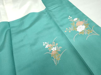 平和屋着物●訪問着　流水枝花文　暈し染め　金彩　正絹　逸品　AABG5323cs