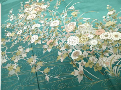 平和屋着物●訪問着　流水枝花文　暈し染め　金彩　正絹　逸品　AABG5323cs
