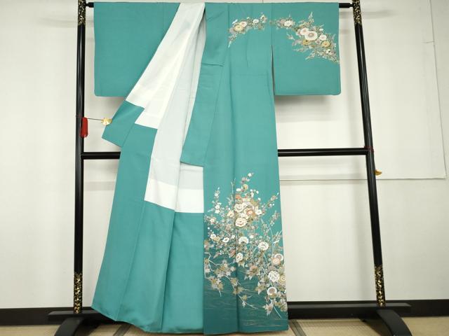 平和屋着物●訪問着　流水枝花文　暈し染め　金彩　正絹　逸品　AABG5323cs