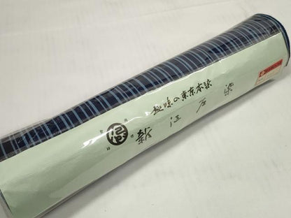 平和屋着物＊夏物　浴衣　反物　着尺　東京本染 新江戸染　両面麗布　変わり格子×間道　綿　逸品　未使用　DABC1528zzz