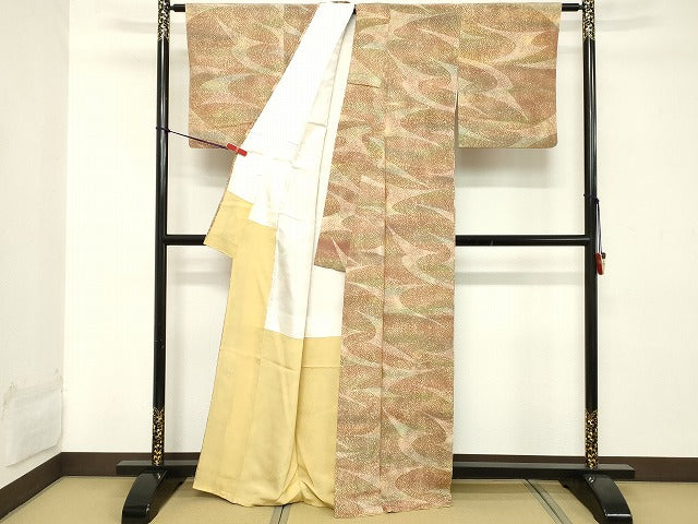 平和屋着物■上質な小紋　霞文　正絹　逸品　DABC4882cd