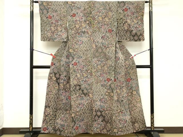 平和屋着物■訪問着 草花文 暈し染め 鬼しぼ縮緬 正絹 逸品 DABC4918cd