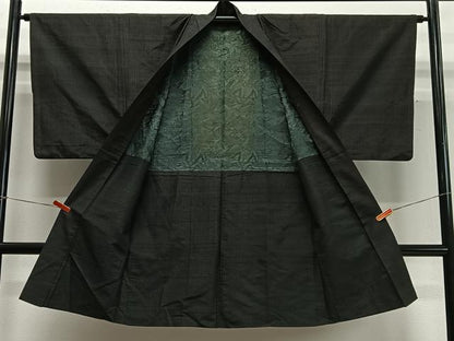 平和屋着物∞男性　長羽織　紬地　縞　正絹　逸品　CABD4563ua