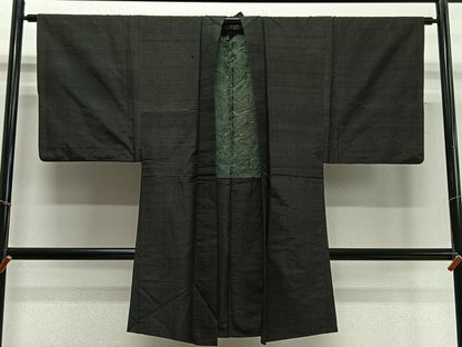 平和屋着物∞男性　長羽織　紬地　縞　正絹　逸品　CABD4563ua