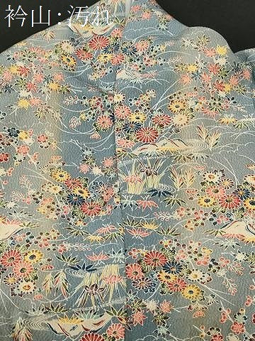 平和屋着物■上質な小紋　流水草花文　胴抜き仕立て　正絹　逸品　CABD3695ev