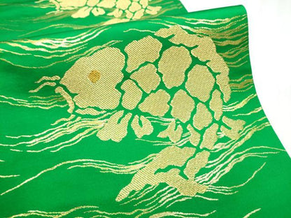 平和屋着物●丸帯　荒磯　金糸　正絹　逸品　CABD5902hy