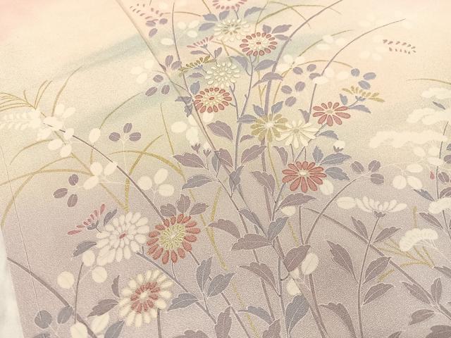 平和屋着物●訪問着　草花文　暈し染め　金銀彩　正絹　逸品　未使用　CABC9981vp