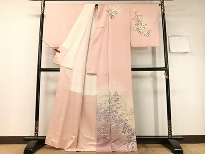 平和屋着物●訪問着　草花文　暈し染め　金銀彩　正絹　逸品　未使用　CABC9981vp