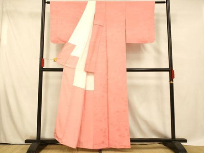 平和屋着物■上質な色無地　松竹梅地紋　珊瑚色　正絹　逸品　未使用　AABF8504fw