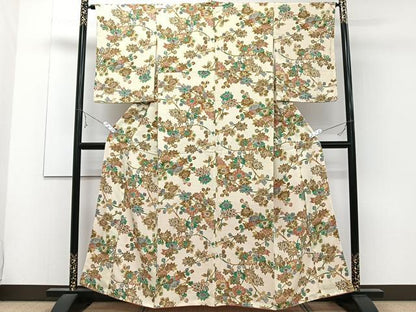 平和屋着物■上質な小紋　枝花文　正絹　逸品　CABD3068xi