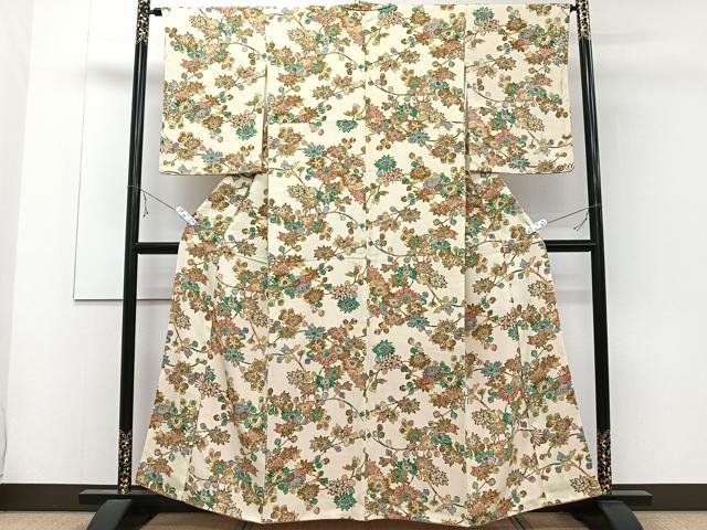 平和屋着物■上質な小紋　枝花文　正絹　逸品　CABD3068xi