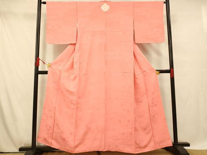 平和屋着物■上質な色無地　松竹梅地紋　珊瑚色　正絹　逸品　未使用　AABF8504fw