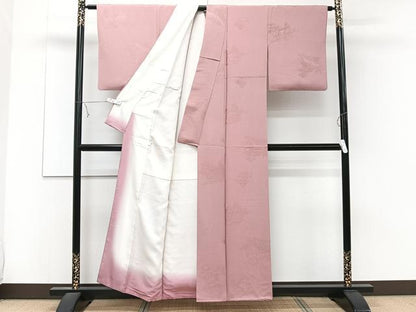 平和屋着物■上質な色無地　籬花地紋　退紅色　正絹　逸品　CABD3139xi