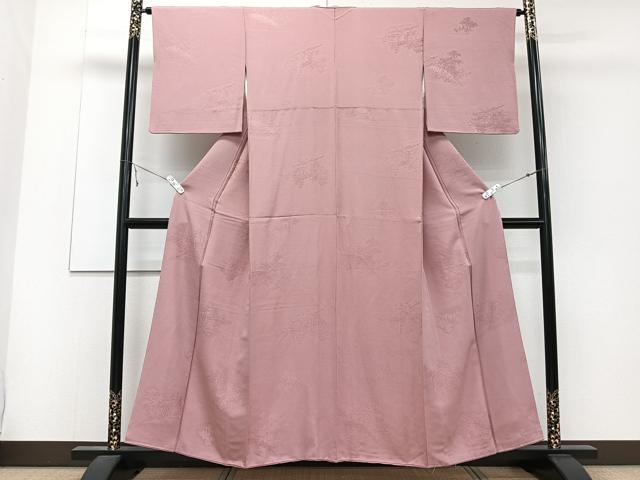 平和屋着物■上質な色無地　籬花地紋　退紅色　正絹　逸品　CABD3139xi