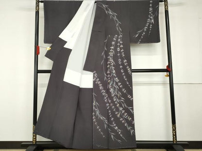 平和屋着物●十日町友禅作家　林静穂　訪問着　枝葉文　正絹　逸品　未使用　AABG5350cs