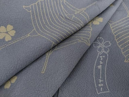 平和屋着物●世界的人形師　辻村寿三郎　ジュサブロー　小紋　花糸巻　正絹　逸品　AABG5343cs