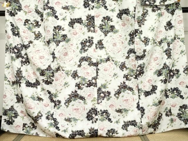 平和屋着物●小振袖　二尺袖　草花文　金彩　洗える着物　AABG5344cs