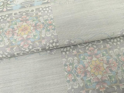 平和屋着物●本場大島紬　白大島　カタス9マルキ　正倉院花唐草文　証紙付き　正絹　逸品　未使用　AABG5374cs