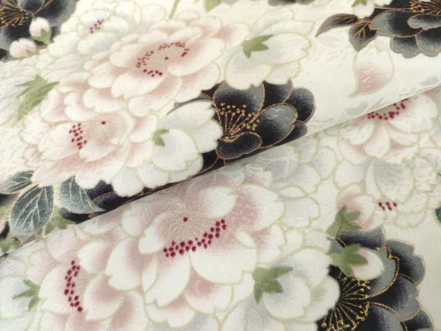 平和屋着物●小振袖　二尺袖　草花文　金彩　洗える着物　AABG5344cs