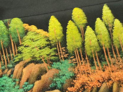 平和屋着物■豪華黒留袖　作家物　手描き　樹林文　蝋彩染　金銀彩　正絹　逸品　CABC7839ou