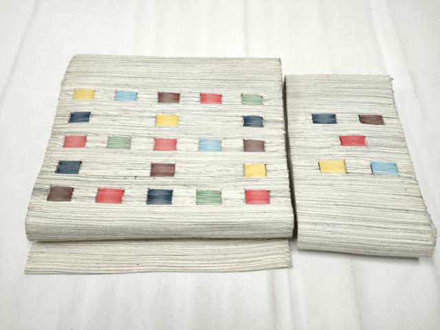 平和屋着物●つけ帯　紬地　幾何学文様　正絹　逸品　CABD5951hy