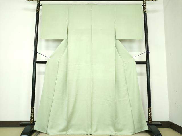 平和屋着物●上質な色無地　寿光織　切嵌花地紋　薄萌葱色　正絹　逸品　DABB4884ps