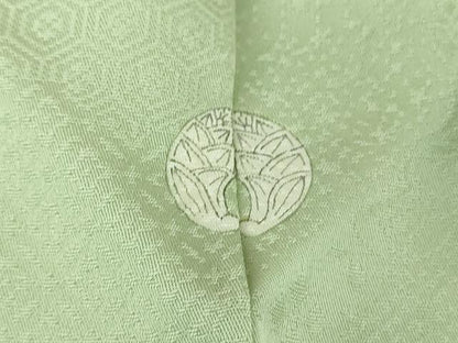 平和屋着物●上質な色無地　寿光織　切嵌花地紋　薄萌葱色　正絹　逸品　DABB4884ps