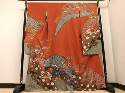 平和屋着物●豪華振袖　草花文宝尽くし　金彩　正絹　逸品　AABG5771ph