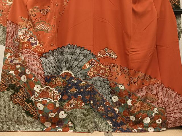平和屋着物●豪華振袖　草花文宝尽くし　金彩　正絹　逸品　AABG5771ph