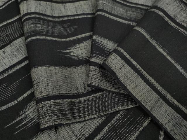平和屋着物＊夏物 紗紬 反物 着尺 間道 黒地 逸品 未使用 DABC1607zzz