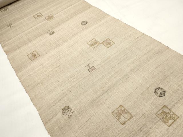 平和屋着物●極上　タッサーシルク　インド野蚕糸　反物　着尺　陶器文　証紙付き　逸品　未使用　DABC1636zzz
