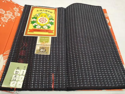 平和屋着物●久留米絣　反物　着尺　正藍　絣文様　箱・証紙付き　綿　逸品　未使用　DABC1612zzz