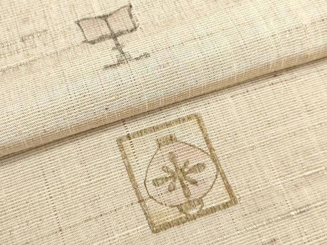 平和屋着物●極上　タッサーシルク　インド野蚕糸　反物　着尺　陶器文　証紙付き　逸品　未使用　DABC1636zzz