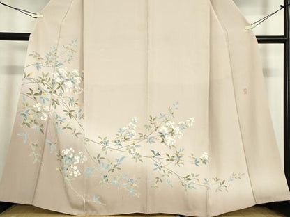 平和屋着物●訪問着　友禅　作家物　枝花文　暈し染め　正絹　逸品　DABC3245az