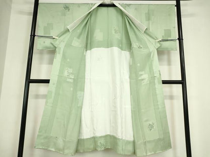平和屋着物●長襦袢　無双仕立て　手描き　色紙花文　正絹　逸品　DABC3248az