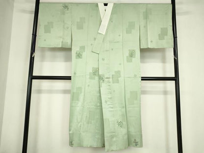 平和屋着物●長襦袢　無双仕立て　手描き　色紙花文　正絹　逸品　DABC3248az