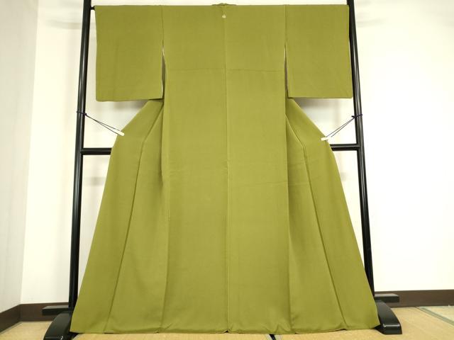 平和屋着物●ファッションデザイナー 花井幸子監修　色無地　青丹色　やまと誂製　正絹　逸品　DABC3283az