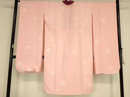 平和屋着物●振袖用長襦袢　袷　半襟刺繍　桜に兎　正絹　逸品　DABC3263az