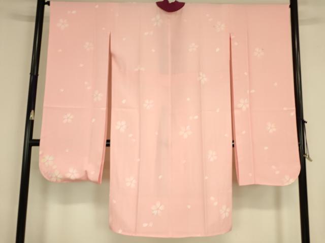 平和屋着物●振袖用長襦袢　袷　半襟刺繍　桜に兎　正絹　逸品　DABC3263az