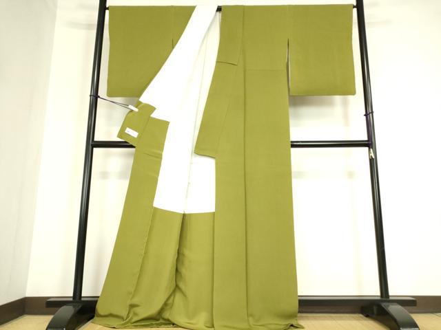 平和屋着物●ファッションデザイナー 花井幸子監修　色無地　青丹色　やまと誂製　正絹　逸品　DABC3283az
