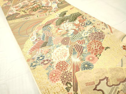 平和屋着物▼六通柄袋帯 舞楽の調べ 金糸 正絹 逸品 DABC3299az