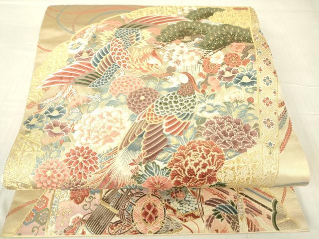 平和屋着物▼六通柄袋帯 舞楽の調べ 金糸 正絹 逸品 DABC3299az