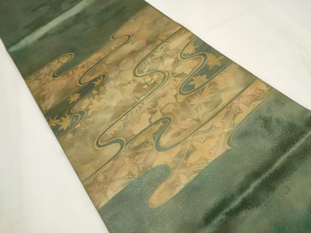 平和屋着物▼太鼓柄袋帯 霞花文 金彩 正絹 逸品 AABF7932wj